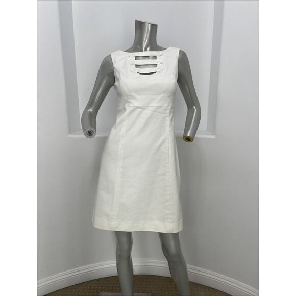 Eccoci Sleeveless Clemence  White Cotton Sheath Dress Size 0 NWT $198 - Picture 1 of 14